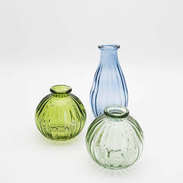 Veranstaltung | Ausstattung | Dekoration | Zubehör | Outdoor | Vasen | Glasvase | Vase bunt | Glasvase geriffelt